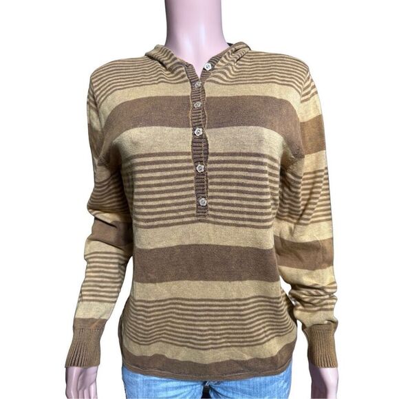 Bundle 2 Long sleeve stripe half button Henley hoodie sweatshirt top M - Picture 3 of 10